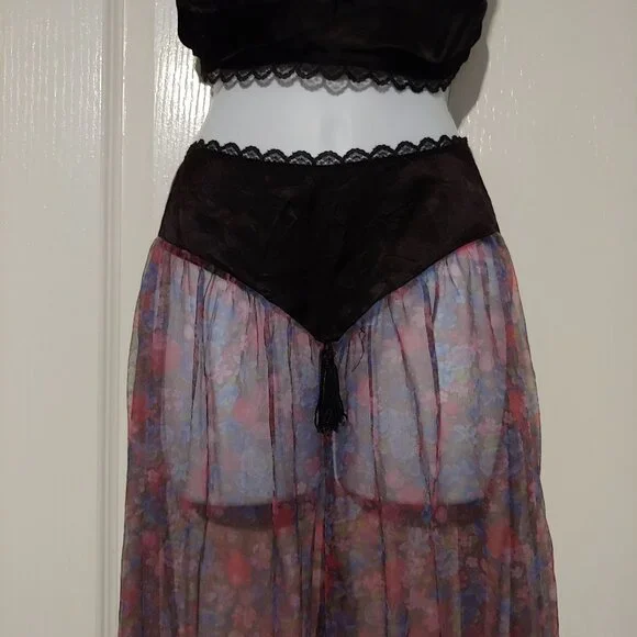VTG Petra Fashions 89/90's Sheer Floral Lingerie Set Harem Sheer Genie Loungewea - Picture 3 of 12